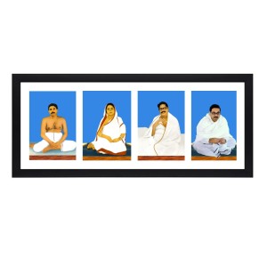 Sri Sri Anukul Thakur, Boroma, Borda and Chhorda four colored Photos in One Frame | Spiritual Devotional Wall Art | Photos for puja room, wall and table top