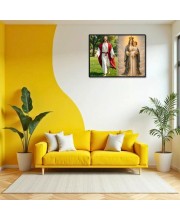 Jesus Christ-Virgin Mary Laminated Photo - 7x9 Inches, Divine Blessings For Home & Office And Temple Decoration (F16400)