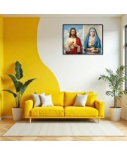 Jesus And Immaculate Heart Of Mary Laminated Photo - 7x9 Inches, Divine Blessings For Home & Office And Temple Decoration (F16194)