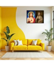Jesus Christ-Our Lady Of Rosary Laminated Photo - 7x9 Inches, Divine Blessings For Home & Office And Temple Decoration (F16370)