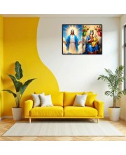 Jesus Christ-Virgin Mary Laminated Photo - 7x9 Inches, Divine Blessings For Home & Office And Temple Decoration (F16394)