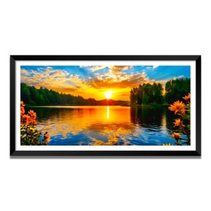 Nature Landscape Floating Frame Scenery Digital Print - (I5797) - 12x24 inch Modern Nature Wall Art for Living Room, Bedroom, Office, Hotels, Drawing Room