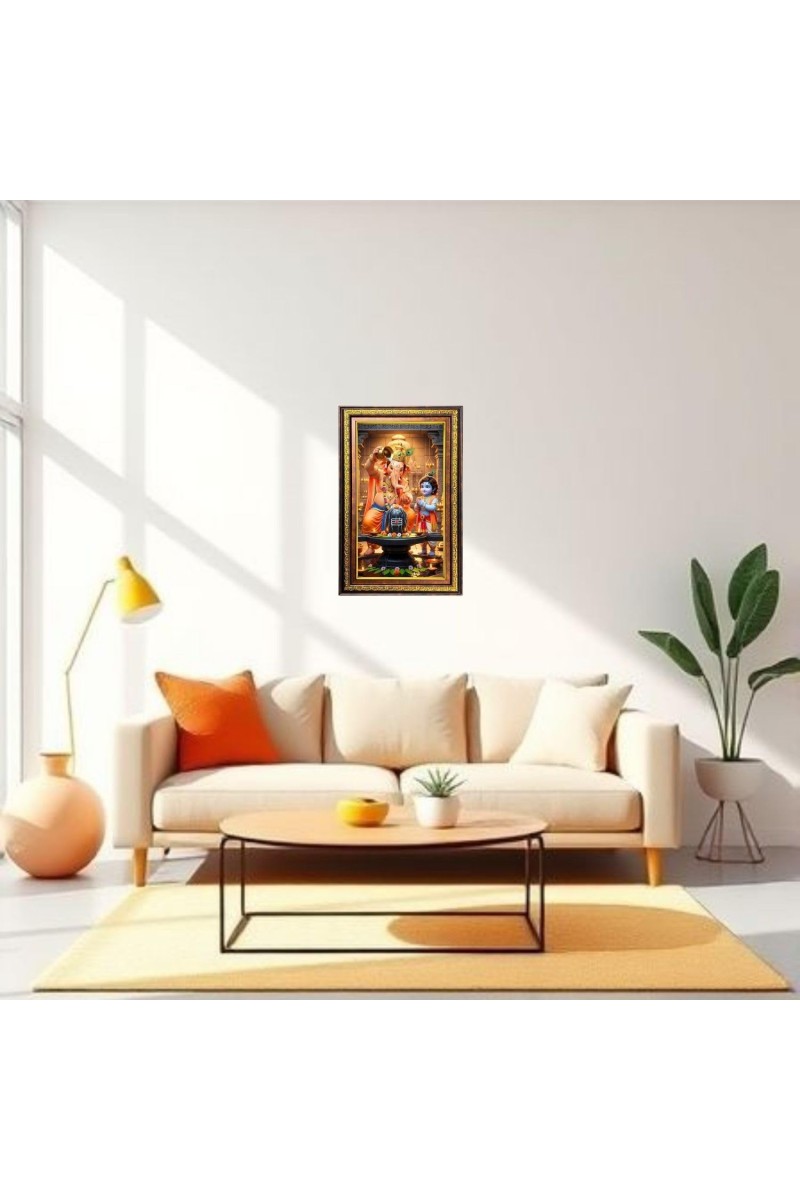 Lord Ganesha Digital Golden Balck Color Photo Frame | Hindu Religious Wall Decor | 16x22 Inches - Inspirational Wall Art For Office, Home Decor - Ideal Spiritual Gift (F16591)