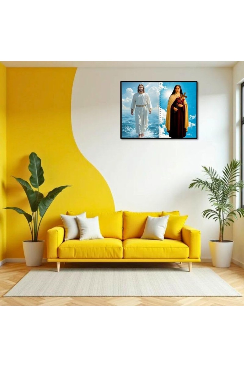Jesus Christ-St. Therese Of Lisieux Laminated Photo - 7x9 Inches, Divine Blessings For Home & Office And Temple Decoration (F16405)
