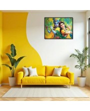 Lord RadhaKrishna Laminated Photo - 9x11 Inches, Divine Blessings For Home & Office And Temple Decoration (F16088)