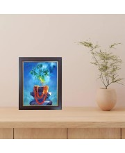 Hitech Sales Tulsi Ma Photo Frame for Pooja Room, Temple Decor, Home Decoration and Gift (Wall and Tabletop, Rectangular, Polystyrene Frame, Printed Photo, 24 x 29 cm, Black)