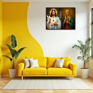 Jesus Virgin Mary Laminated Photo - 13x15 Inches, Divine Blessings For Home & Office And Temple Decoration (F16222)