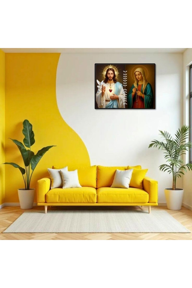 Jesus Virgin Mary Laminated Photo - 5x7 Inches, Divine Blessings For Home & Office And Temple Decoration (F16222)