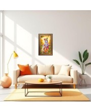 Lord Krishna Digital Golden Balck Color Photo Frame | Hindu Religious Wall Decor | 18x24 Inches - Inspirational Wall Art For Office, Home Decor - Ideal Spiritual Gift (F16795)
