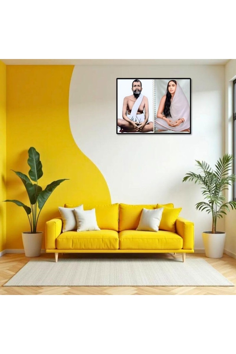 Swami Ramakrishna & Maa Sarada Devi Laminated Photo - 7x9 Inches, Divine Blessings For Home & Office And Temple Decoration (F16319)