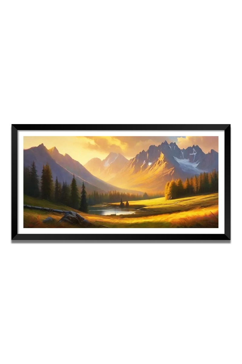 Nature Landscape Floating Frame Scenery Digital Print - (I5817) - 24x36 inch Modern Nature Wall Art for Living Room, Bedroom, Office, Hotels, Drawing Room