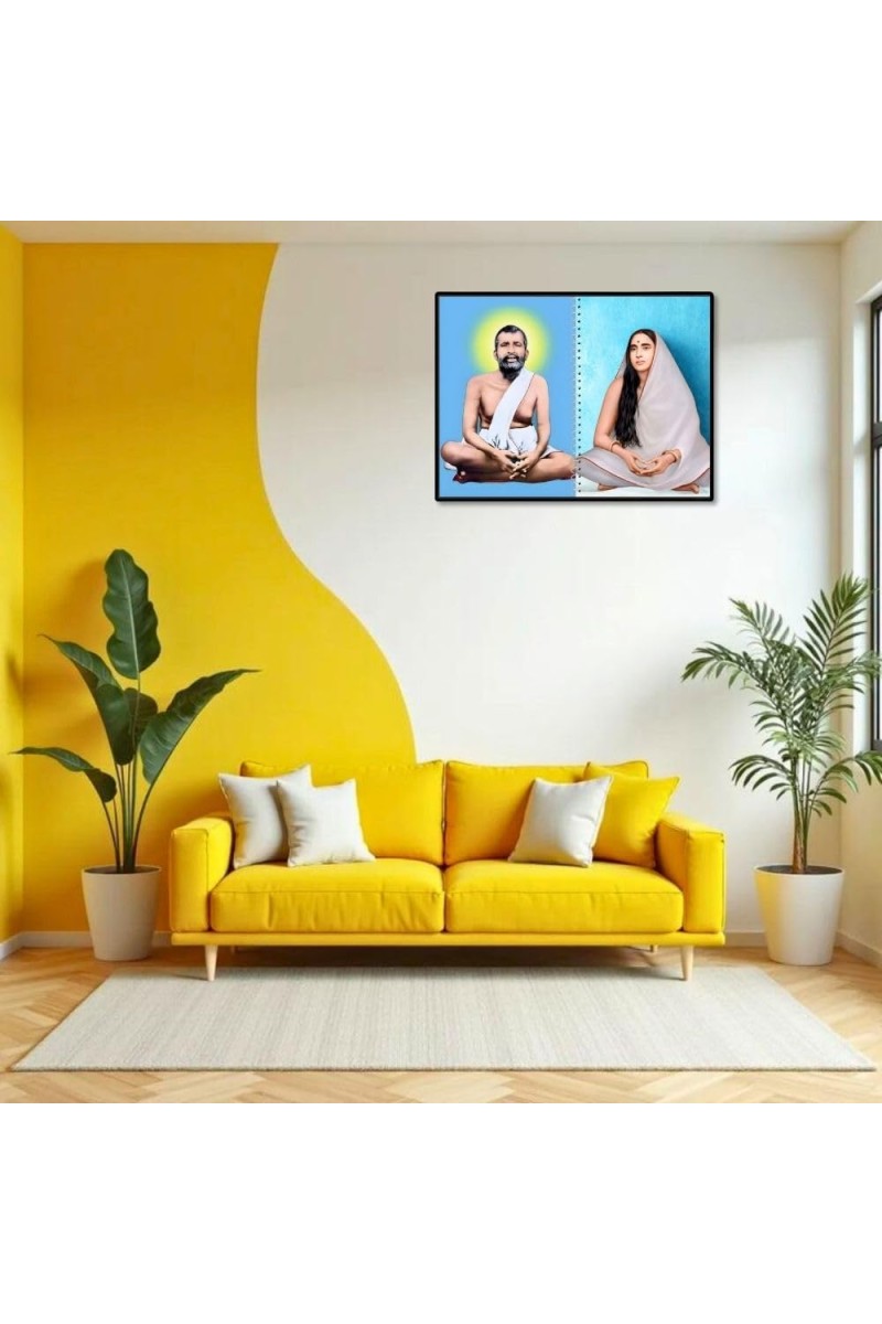 Swami Ramakrishna & Maa Sarada Devi Laminated Photo - 7x9 Inches, Divine Blessings For Home & Office And Temple Decoration (F16320)