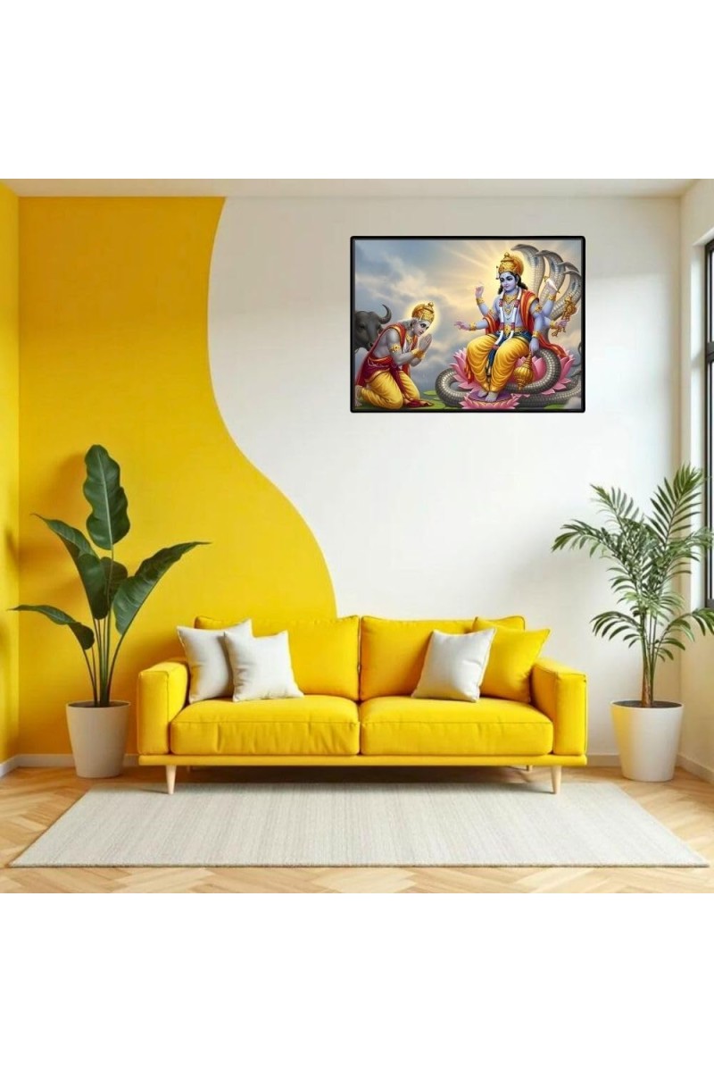 Lord Vishnu Laminated Photo - 9x11 Inches, Divine Blessings For Home & Office And Temple Decoration (F16053)