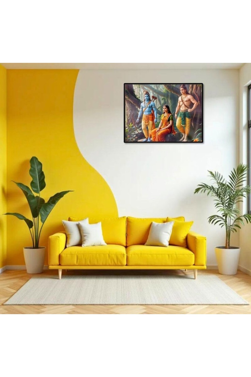 Lord RamSiya Laxman Laminated Photo - 7x9 Inches, Divine Blessings For Home & Office And Temple Decoration (F16117)