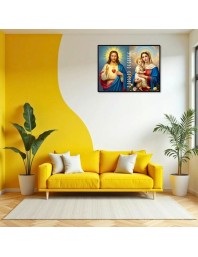Jesus Christ - Mother Mary Laminated Photo - 13x15 Inches, Divine Blessings For Home & Office And Temple Decoration (F16254)