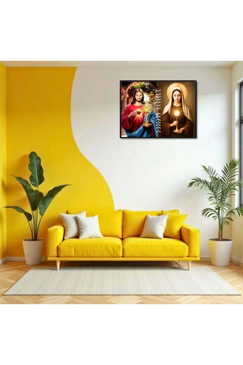 Jesus Christ-Our Lady Of Sorrows Laminated Photo - 7x9 Inches, Divine Blessings For Home & Office And Temple Decoration (F16294)