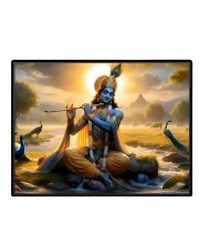 Lord Krishna Laminated Photo - 7x9 Inches, Divine Blessings For Home & Office And Temple Decoration (F16092)