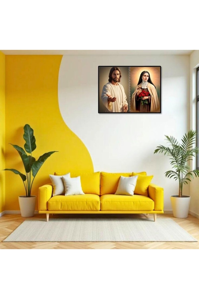 Jesus Christ-St. Therese Of Lisieux Laminated Photo - 7x9 Inches, Divine Blessings For Home & Office And Temple Decoration (F16407)
