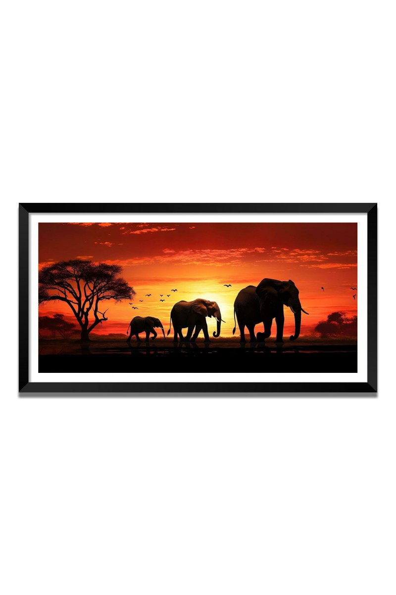 Nature Landscape Floating Frame Scenery Digital Print - (I5631) - 18x36 inch Modern Nature Wall Art for Living Room, Bedroom, Office, Hotels, Drawing Room
