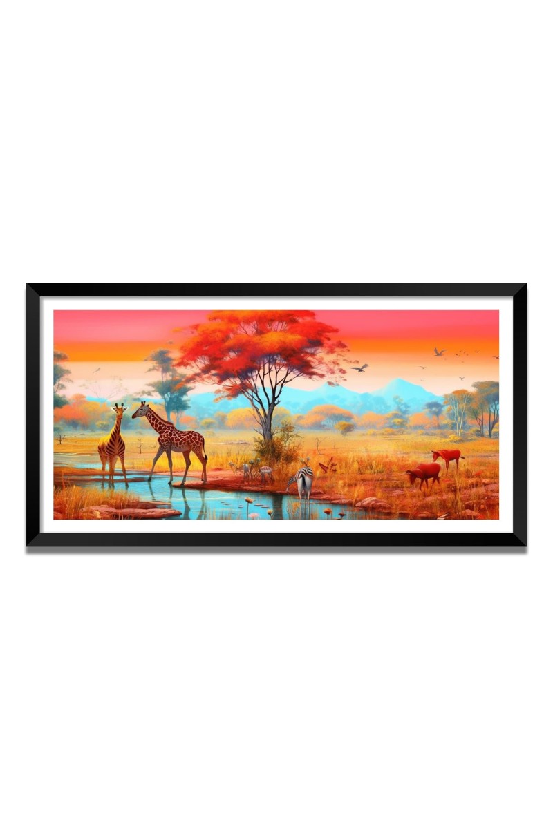 Nature Landscape Floating Frame Scenery Digital Print - (I5623) - 24x36 inch Modern Nature Wall Art for Living Room, Bedroom, Office, Hotels, Drawing Room