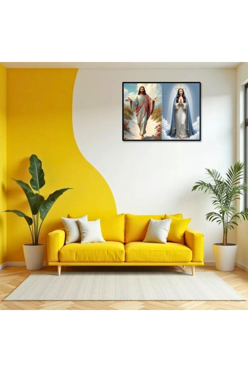 Jesus Christ-Our Lady Of Grace Laminated Photo - 7x9 Inches, Divine Blessings For Home & Office And Temple Decoration (F16390)