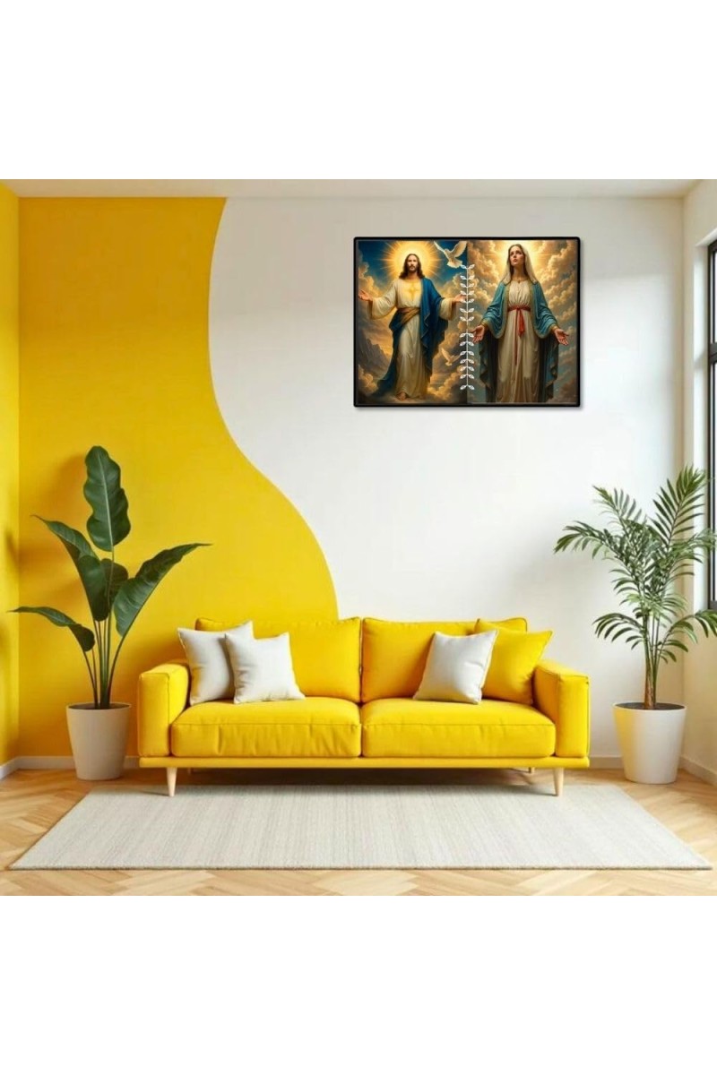 Jesus Christ-Our Lady Of Grace Laminated Photo - 7x9 Inches, Divine Blessings For Home & Office And Temple Decoration (F16289)