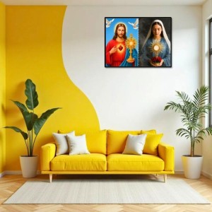 Immaculate Heart Of Mary Laminated Photo - 7x9 Inches, Divine Blessings For Home & Office And Temple Decoration (F16456)