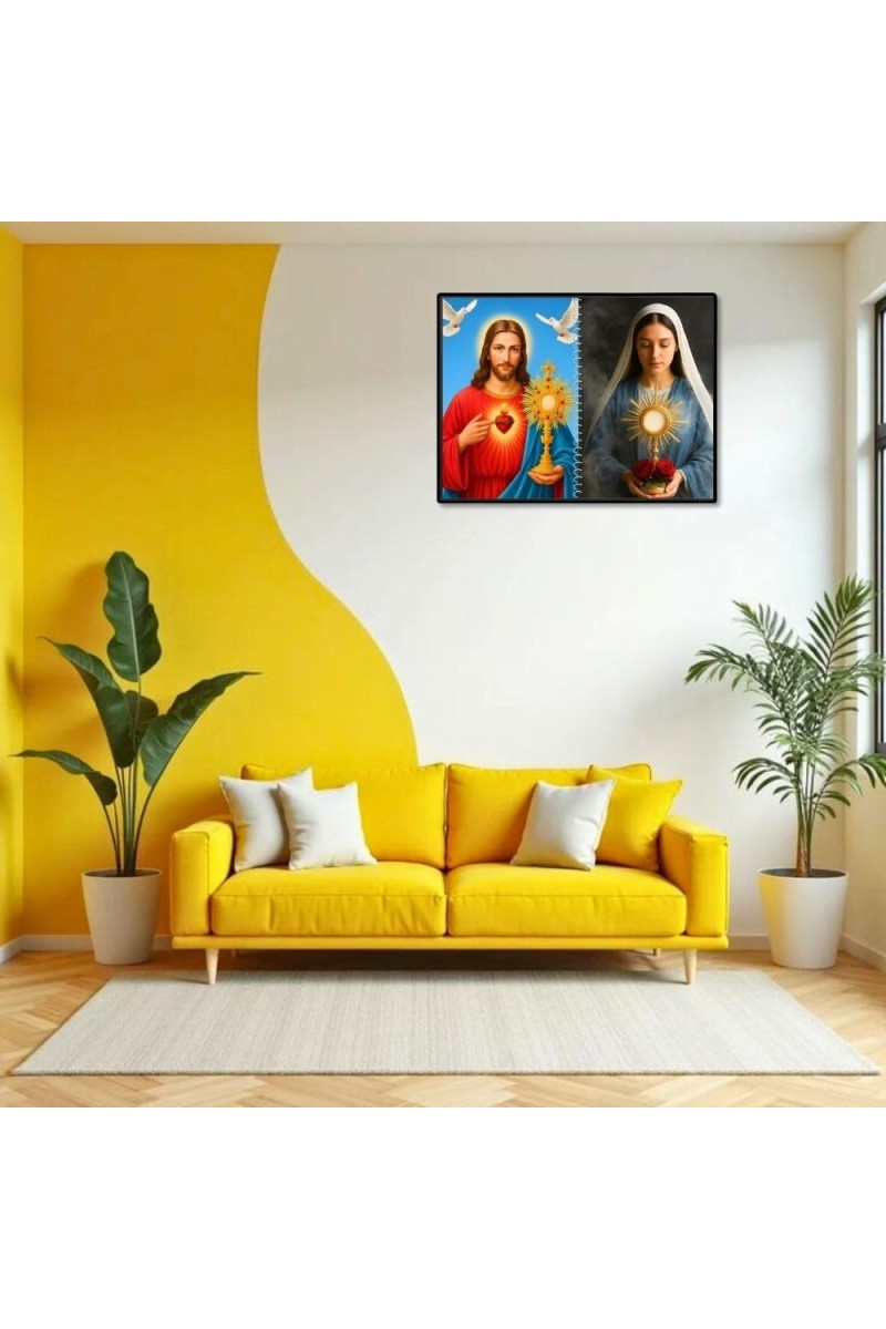 Immaculate Heart Of Mary Laminated Photo - 7x9 Inches, Divine Blessings For Home & Office And Temple Decoration (F16456)