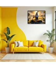 Lord Krishna Laminated Photo - 7x9 Inches, Divine Blessings For Home & Office And Temple Decoration (F16092)