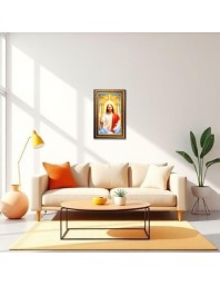 Lord Jesus Digital Golden Balck Color Photo Frame | Hindu Religious Wall Decor | 18x24 Inches - Inspirational Wall Art For Office, Home Decor - Ideal Spiritual Gift (F16730)