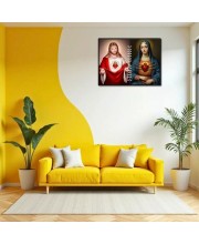 Jesus And Immaculate Heart Of Mary Laminated Photo - 9x11 Inches, Divine Blessings For Home & Office And Temple Decoration (F16183)