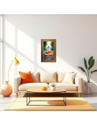 Lord Buddha Digital Golden Balck Color Photo Frame | Hindu Religious Wall Decor | 18x24 Inches - Inspirational Wall Art For Office, Home Decor - Ideal Spiritual Gift (F16838)