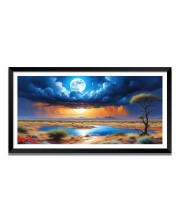 Nature Landscape Floating Frame Scenery Digital Print - (I5800) - 12x24 inch Modern Nature Wall Art for Living Room, Bedroom, Office, Hotels, Drawing Room