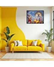 Lord Vishnu Laminated Photo - 7x9 Inches, Divine Blessings For Home & Office And Temple Decoration (F16056)