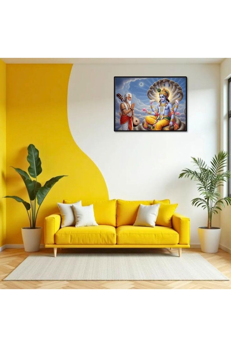 Lord Vishnu Laminated Photo - 9x11 Inches, Divine Blessings For Home & Office And Temple Decoration (F16056)