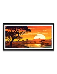 Nature Landscape Floating Frame Scenery Digital Print - (I5574) - 24x48 inch Modern Nature Wall Art for Living Room, Bedroom, Office, Hotels, Drawing Room