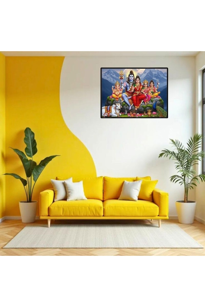 Lord Shankar Parvti Laminated Photo - 7x9 Inches, Divine Blessings For Home & Office And Temple Decoration (F16104)