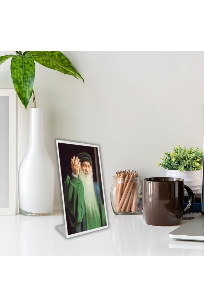 Car Desk/Table Top Bhagwan Shree Rajneesh Acrylic L-Style Photo Stand - 5x7 Inches, Compact And Stylish Spiritual Display (F6719)