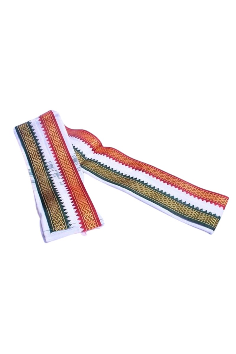 Hitech Sales Men’s Cotton Thorthu Towel | High Absorption Lightweight Thalpati | Super Soft White Cotton Gamcha for Prayer, Bath & Multipurpose Use | Machine Washable (66 x 30 inch)