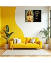 Jesus And Immaculate Heart Of Mary Laminated Photo - 9x11 Inches, Divine Blessings For Home & Office And Temple Decoration (F16180)