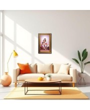 Lord Gabnesha And Parvathi Digital Golden Balck Color Photo Frame | Hindu Religious Wall Decor | 10x16 Inches - Inspirational Wall Art For Office, Home Decor - Ideal Spiritual Gift (F16466)