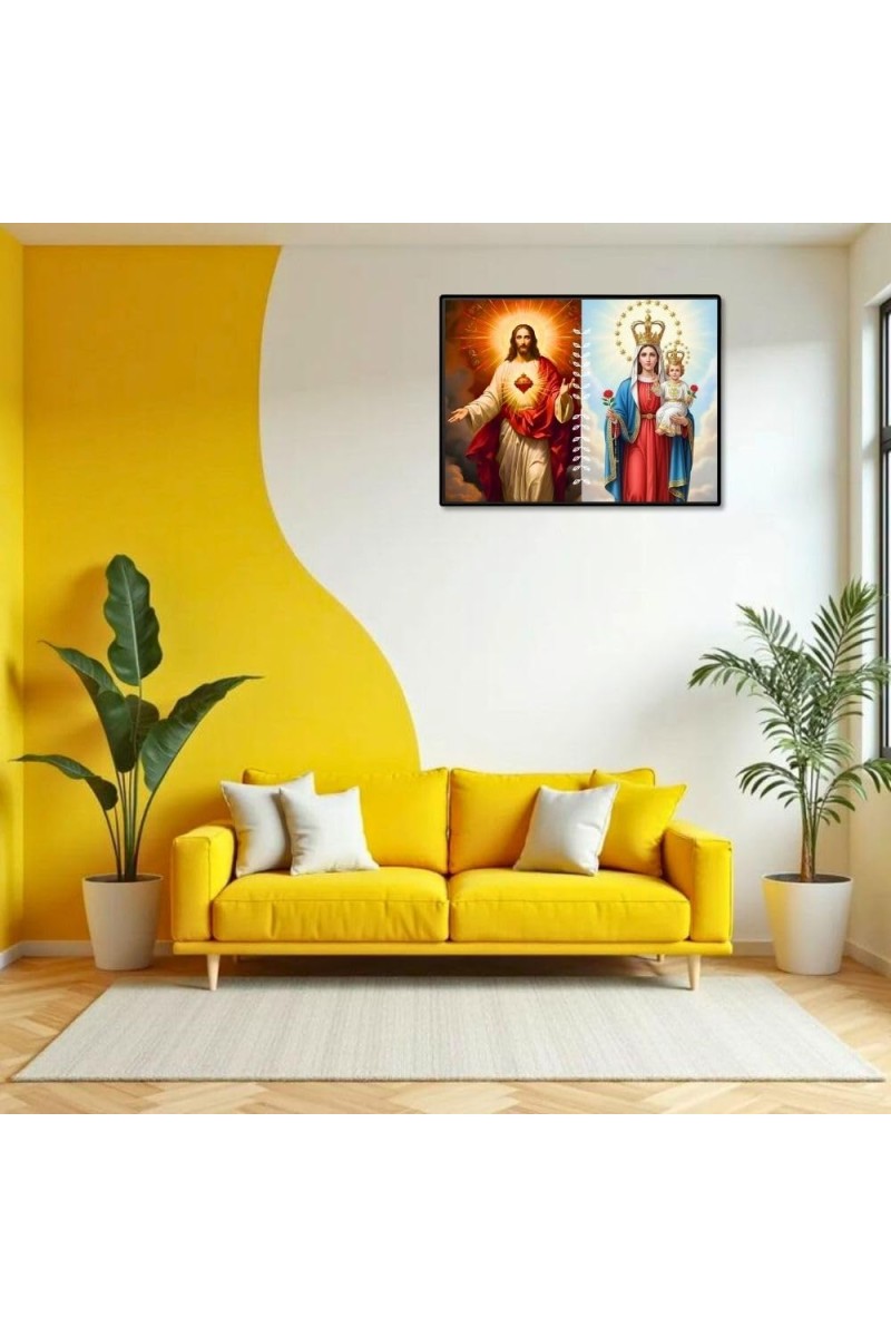 Jesus Christ-Our Lady Of Perpetual Help Laminated Photo - 7x9 Inches, Divine Blessings For Home & Office And Temple Decoration (F16261)
