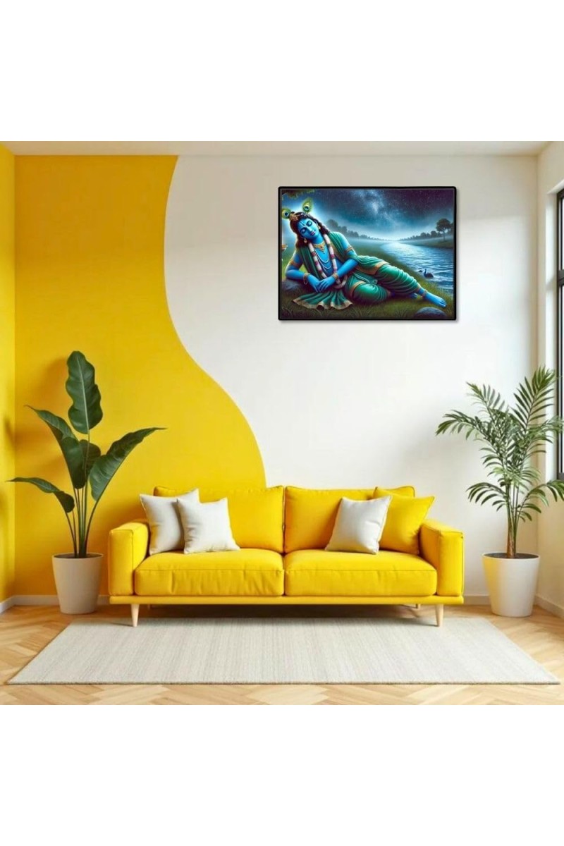 Lord Krishna Laminated Photo - 9x11 Inches, Divine Blessings For Home & Office And Temple Decoration (F16062)