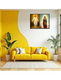 Esus Christ-Blessed Virgin Mary Laminated Photo - 7x9 Inches, Divine Blessings For Home & Office And Temple Decoration (F16429)