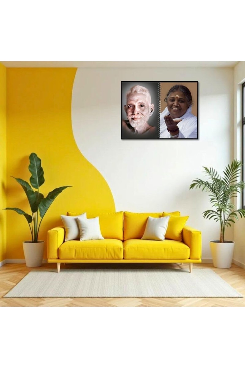 Sri Ramana Maharshi & Mother (Ammal) Laminated Photo - 5x7 Inches, Divine Blessings For Home & Office And Temple Decoration (F16316)