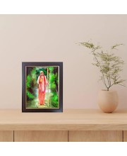 Hitech Sales Swami Prabhupada Standing Photo Frame for Pooja Room, Temple Decor, Home Decoration and Gift (Wall and Tabletop, Rectangular, Polystyrene Frame, Printed Photo, 24 x 29 cm, Black)
