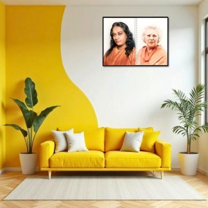 Paramahansa Yogananda & Sri Daya Mata Laminated Photo - 7x9 Inches, Divine Blessings For Home & Office And Temple Decoration (F16327)