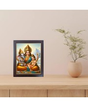 Hitech Sales Durga Mata with Ganesha And Kartika Photo Frame for Pooja Room, Temple Decor, Home Decoration and Gift