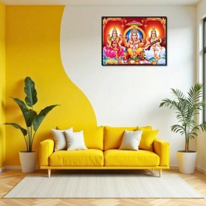 Lord Ganesha Maa Laxmi Sarswati Laminated Photo - 11x13 Inches, Divine Blessings For Home & Office And Temple Decoration (F16132) Lord Ganesha Maa Laxmi Sarswati Laminated Photo - 11x13 Inches, Divine Blessings For Home & Office And Temple Decoration (F16132)