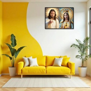 Esus Christ - Blessed Virgin Mary Laminated Photo - 13x15 Inches, Divine Blessings For Home & Office And Temple Decoration (F16430)